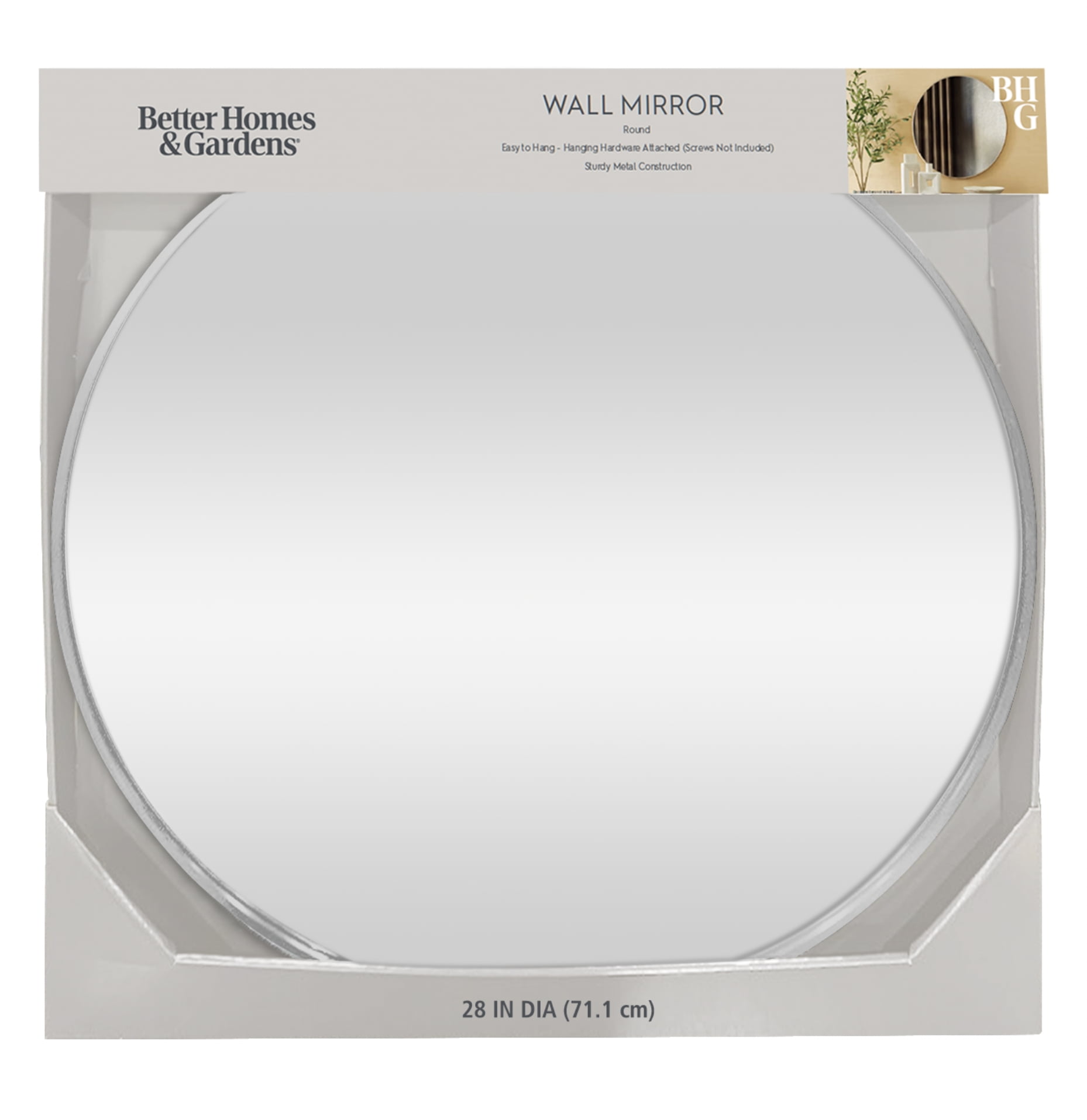 (4 pack) Better Homes & Gardens 28x28 Round Large Wall Mirror for Bathroom or Living Room