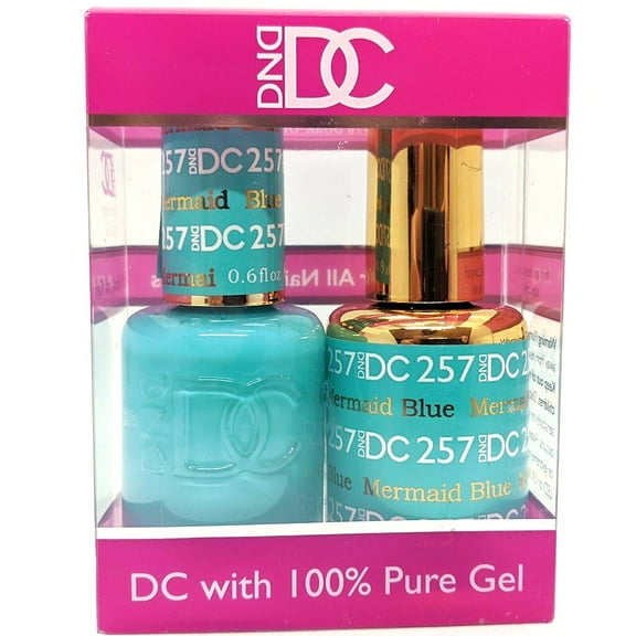 DND DC Soak Off Gel Polish Matching Nail Polish Duo 257 Mermaid Blue