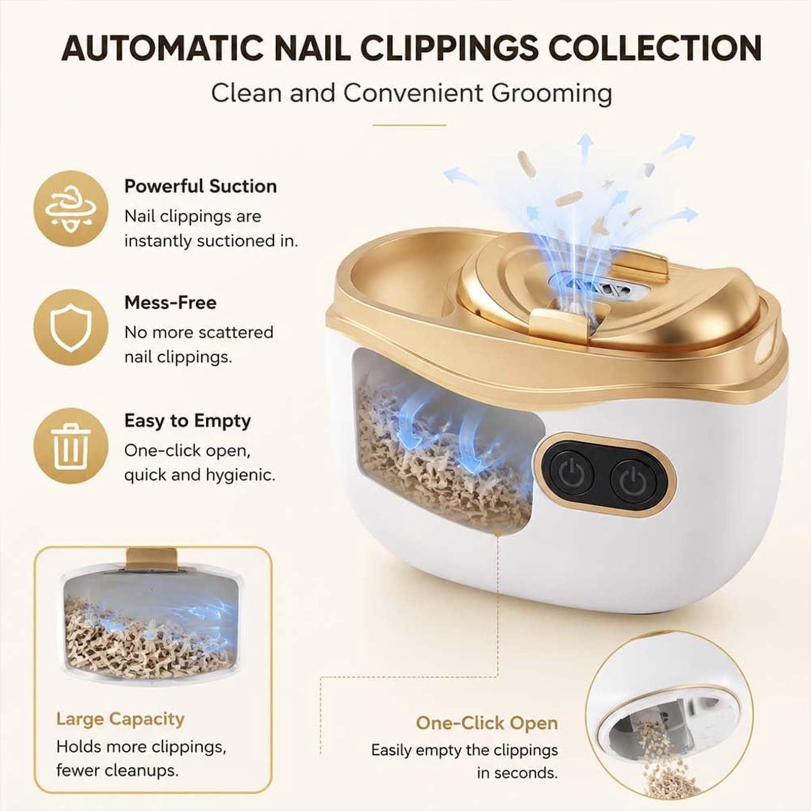 Madrid Wind Nail Clippers, Electric Nail Clipper with LED Light, 2-in-1 Auto Nail Trimmer & Polisher, Nail Clipper with 2 Speed Modes, Low Noise for Adults, Seniors