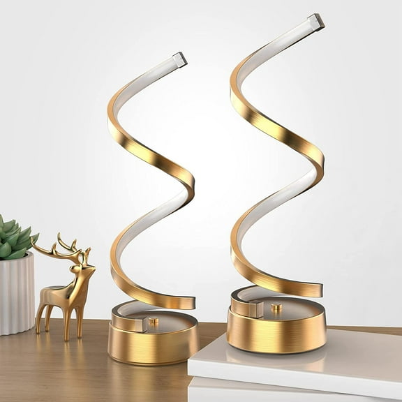 NUÜR Table Lamps for Living Room Set of 2, Gold Dimmable LED Lamp, Small Bedside Lamps, Nightstand Lamp for Bedroom Home Office Living Room.