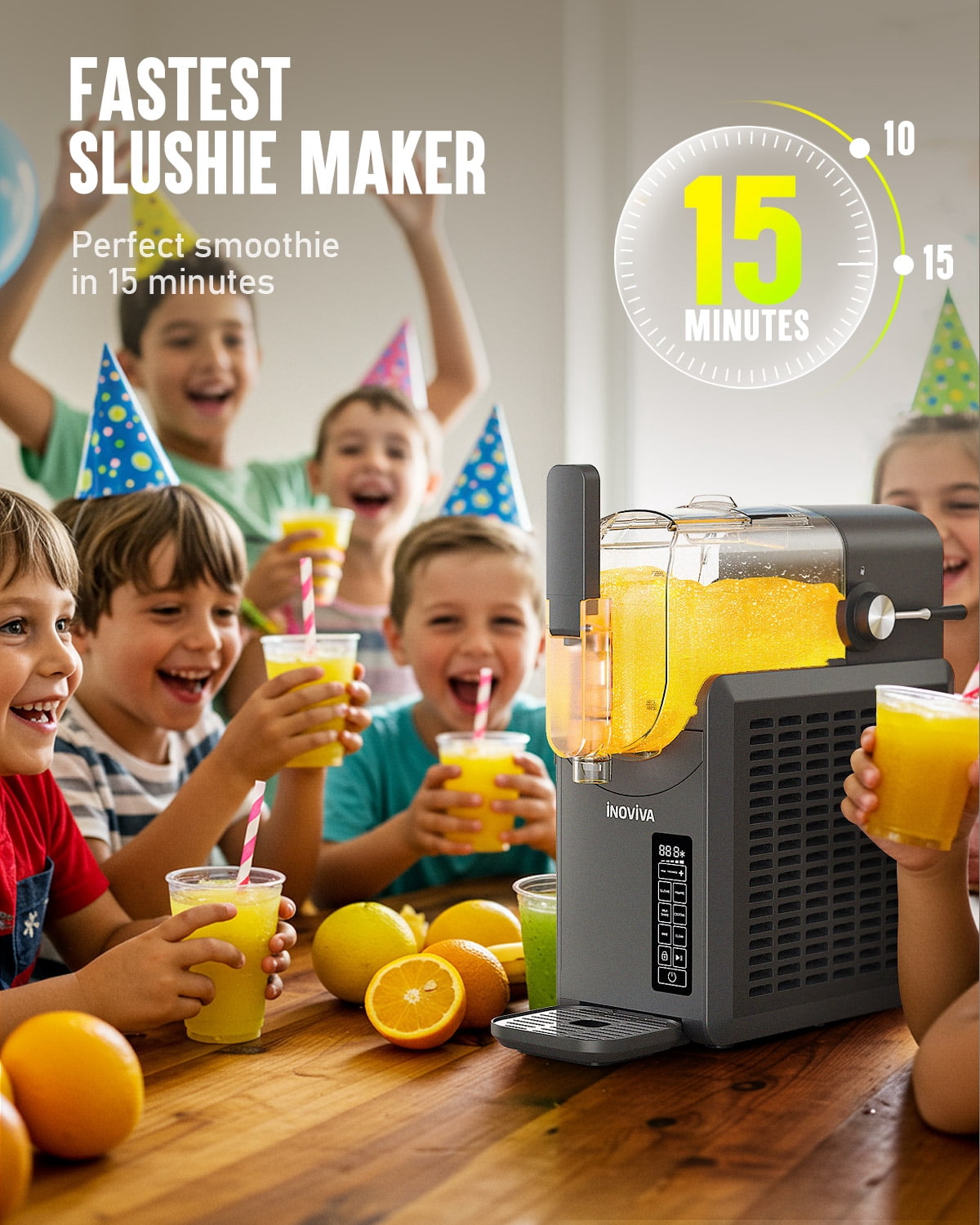 Slushie Machine, No Ice Needed, 88 oz INOVIVA Slushy Machine for Home with Self-Cleaning Function, Professional Frozen Drink Maker, 5 Preset Programs, Frozen Margaritas, Frapps, Milkshake, and More