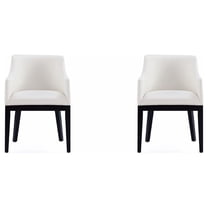 Manhattan Comfort Gansevoort 19.5" Faux Leather Dining Armchair in Cream (2 Pc)