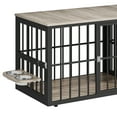 thumbnail image 7 of Dextrus 88.6" 4-in-1 Large Double Dog Crate Furniture,Heavy-Duty Wooden Dog Kennel with 360° Swivel Bowls & 3 Doors,Dog Crate Furniture TV Stand for 2 Medium/Large Dogs,Gray, 7 of 7