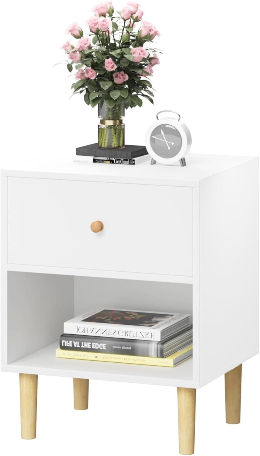 Hommoo 2 Drawers Nightstand, Modern Bedside Table with Metal