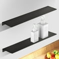 thumbnail image 4 of Fairnull Wall Mount Bathroom Floating Shelf Punch Free Adhesive Heavy Duty Aluminum Alloy Multi-functional Storage Rack Holder Organizer Home Supplies, 4 of 10