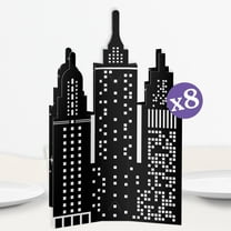 Big Dot of Happiness 3D Nighttime City Skyline Centerpiece Table Decorations, Freestanding New York Party, Prom or Birthday Centerpieces - 8 Count