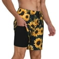 thumbnail image 2 of Vsdgher Scottish Blue Plaid Sunflower for Mens Swim Trunks with Compression Liner Swim Shorts Swim Suits Board Shorts-X-Large, 2 of 6
