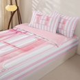 thumbnail image 3 of Manfei Pink Personalized Initial H Zipper Full Size Comforter Sets with Fitted Sheet and 2 Pillowcases,Abstract Geometric Stripes Zipper Bedding Set,Pink Reversible,4-Piece, 3 of 7