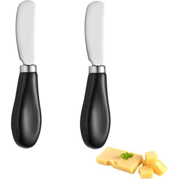 2 Pack Butter Spreader Knife, Stainless Steel Butter Knife with Ceramic Handle, Cheese Knife and Butter Spreader for Soft and Hard Cheese, Cold Butter, Jam, Dishwasher Safe