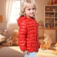 thumbnail image 3 of LZHGirlshop Kids Boy Girl Winter Hooded Puffer Jackets Coats Solid Color Zipper with Pocket Light Weight Padded Outerwear,Red,6-7T, 3 of 6