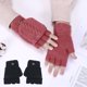 thumbnail image 5 of Soidarity 1 par de guantes de invierno para mantener el calor con solapa, guantes de punto para senderismo al aire libre, mitones sin dedos 2 en 1, rosa Deportes de nieve negro Soidarity OD000499-02, 5 of 6