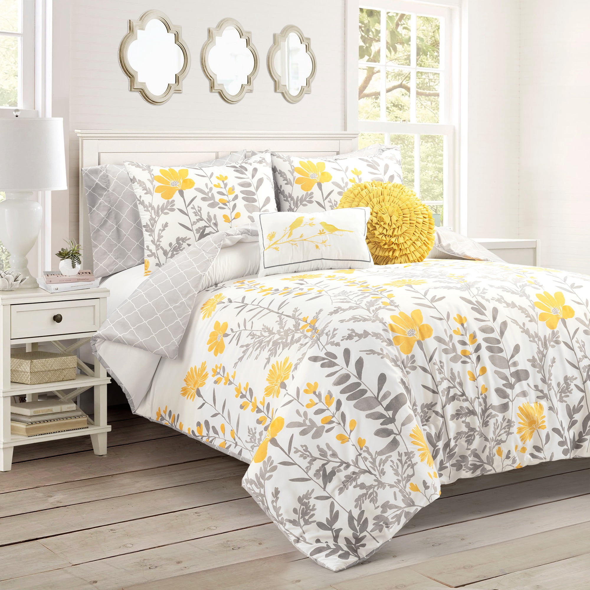 Lush Decor Aprile Soft Reversible Oversized Comforter Yellow/Gray ...