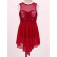thumbnail image 2 of Rswnyirn Kids Girls Sequins Ballet Tutu Dress Leotard Lyrical Latin Jazz Modern Dancewear Burgundy 10, 2 of 7
