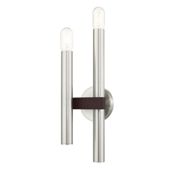 2 Light Wall Sconce in Mid Century Modern Style 6.5 inches Wide By 18 inches High-Brushed Nickel Finish Bailey Street Home 218-Bel-4188585