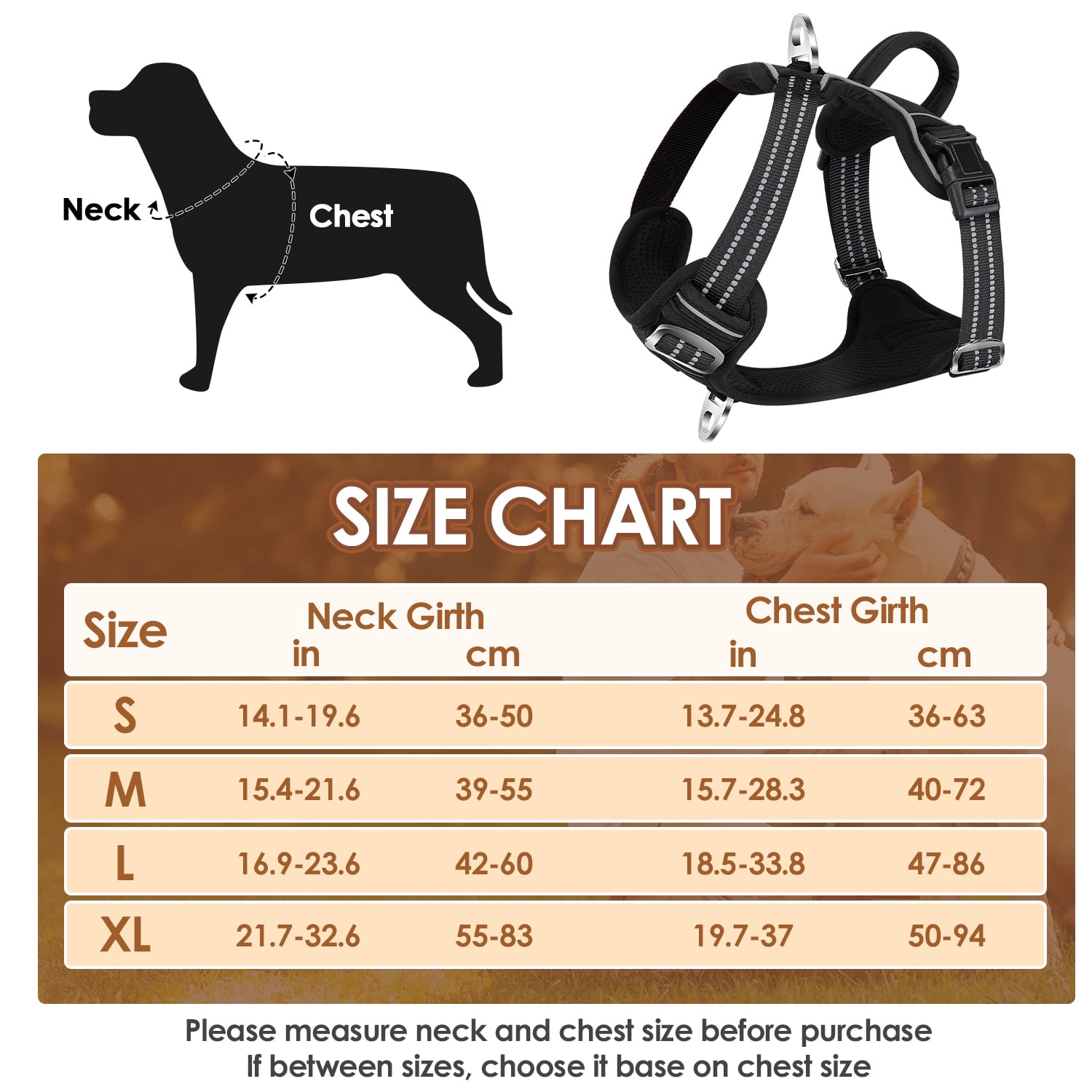 AUTOWT No Pull Dog Harness - Heavy Duty, No Choke Design with 2 Leash Clips & Adjustable Padded Vest