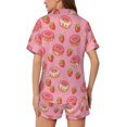 thumbnail image 2 of HPINK-T Women Pajamas Sets Short Sleeve Sleepwear, Soft Satin Button Down Lounge Wear Set 2 Piece Pjs Shorts Set XS-2XL, 2 of 12