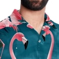 thumbnail image 5 of Flamingo Tropical Rainforest Men's Short Sleeve Casual Printed Button Down Beach Shirts, 5 of 6