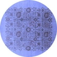 thumbnail image 1 of Ahgly Company Machine Washable Indoor Round Oriental Blue Industrial Area Rugs, 7' Round, 1 of 4