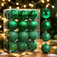 thumbnail image 4 of Fllostpr 24PC Electroplated Christmas Ball Ornaments, Shatterproof Hanging Decor Set for Xmas Tree Wreath Garland Party Indoor, Green 2.4", 4 of 7