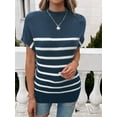 thumbnail image 6 of XCHQRTI Striped Knit Shirts Women Batwing Short Sleeve Sweaters Casual Loose Top, 6 of 7