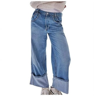 JNGSA Women Wide Leg Jeans-Baggy High Waisted Lace-Up Loose