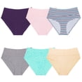 thumbnail image 2 of Curve Muse Womens Plus Size Cotton Mid Waist Briefs Panties Underwear-6PK-PACKA-XL, 2 of 7