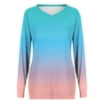thumbnail image 3 of Tauxra Womens Casual Tops,Gradient Printed V-Neck T-Shirt for Women,Long Sleeve Raglan Sleeve Casual Loose Top,T-Shirts for Women,Womens Fashion Tops, 3 of 5