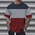 thumbnail image 2 of HAiming Mens Shirts Plus Size Short Sleeve Color Block Crewneck Pullover Tops Summer Casual Loose Tunic Blouse, 2 of 5