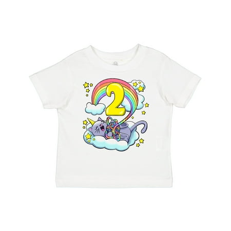 

Inktastic 2nd Birthday Unicorn Cat Rainbow Gift Toddler Boy or Toddler Girl T-Shirt