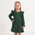 thumbnail image 4 of Hotiary 2-7Y Girls Fall Winter Casual Ribbed Knit Dresses Ruffle Long Sleeve Sweater Dress Button Party Holiday Dress, 4 of 8
