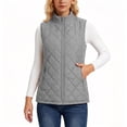 thumbnail image 4 of cocolona Quilted Vest for Women LightWeight Solid Color Basic Sleeveless Jacket Fall Winter Stand Collar Zipper Coat with Pocket, 4 of 6