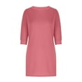 thumbnail image 6 of Women's Dresses,Women's Casual Round Neck Five Quarter Sleeve Pocket Solid Color Dress Pink M, 6 of 6