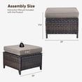 thumbnail image 2 of Planntonneo Outdoor Wicker Ottoman Set of 2, Patio Rattan Footrest Seat with Grey Cushions, Brown Wicker, 2 of 8