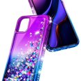thumbnail image 6 of Nagebee Case for iPhone 11 Pro with Tempered Glass Screen Protector, Glitter Flowing Liquid Floating with Bling Diamond, Shockproof Durable Girls Cute Case (Purple/Blue), 6 of 6