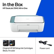 HP DeskJet 2942 Wireless All-in-One Color Inkjet Printer, 6 Months Free Instant Ink, Bristol Blue