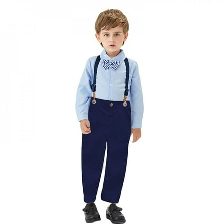 

Promotion!Boys Clothing Sets Kids Formal Suits Long Sleeve Shirt and Suspenders Trousers Kids Overalls Suspender Pants Casual Boy Clothes