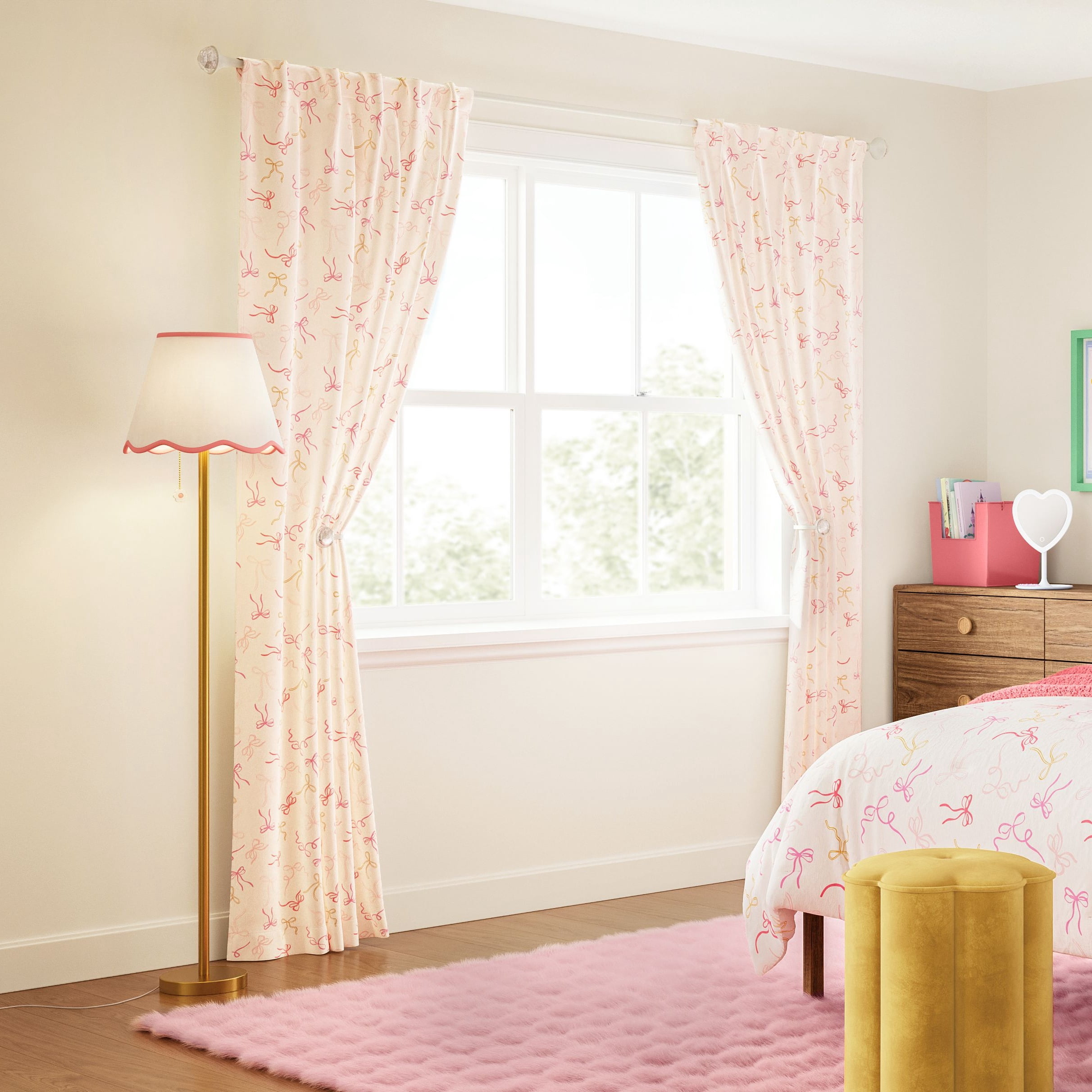 Mainstays Kids 3/4" White Faceted Gem Adjustable Single Curtain Rod, 28"-48"