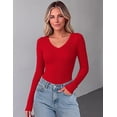 thumbnail image 5 of Zeagoo Long Sleeve Shirts for Women V Neck Top Ribbed Knit Fitted Basic Tee Going Out Tops Casual Fall Trendy, 5 of 6