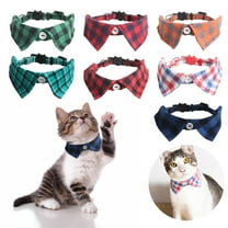 Cat Collar Breakaway With Cute Bow Tie And Bell Plaid For Adjustable Safety
