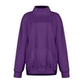 thumbnail image 5 of WXLWZYWL Sweatshirts for Women Long Sleeve Shirts High Neck Side Split Solid Color Tops with Pockets, 5 of 6