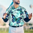 thumbnail image 6 of Daiia Blue Floral with Butterflies Mens Baseball Jersey Button Down Shirts Short Sleeve Sports Uniforms-3X-Large, 6 of 9