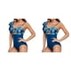 thumbnail image 4 of Naiovety Traje de baño de mujer de moda de un solo hombro estampado traje de baño cómodo traje de playa portátil Sexy ropa Azul oscuro L 2piezas, 4 of 6
