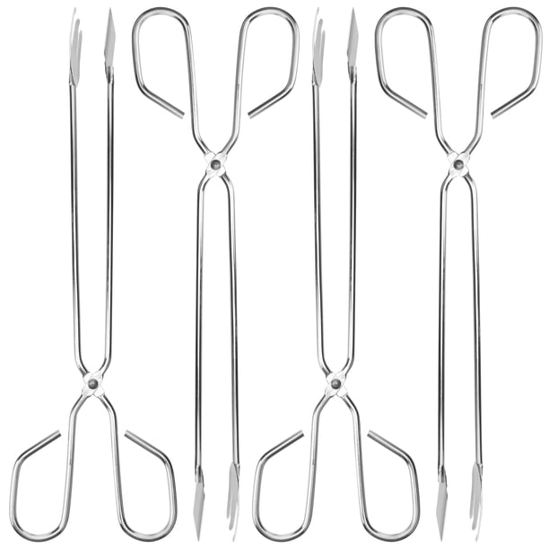 4 pinzas de acero inoxidable para recoger basura, pinzas largas en forma de tijera, pinzas portátiles para exteriores (32 cm) (estilo aleatorio)