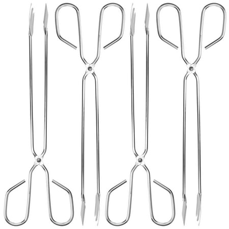 

NUOLUX 4pcs Stainless Steel Pick Up Tools Long Garbage Clip Scissor Shape Portable Tongs for Outdoor (32cm) (Random Style)
