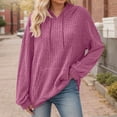 thumbnail image 4 of Ribbed Knit Sweater Hoodie 2025 Fall Winter Long Sleeve Hoodies with Pockets Hooded Sweatshirt Hoodie Women Pullover, 4 of 6