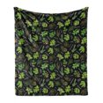 thumbnail image 1 of Spice Soft Flannel Fleece Throw Blanket, Graphical Illustration of Plants Scattered Leaves Plants and Typography, Cozy Plush for Indoor and Outdoor Use, 50" x 70", Night Blue Lime Green, by Ambesonne, 1 of 6