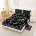 thumbnail image 2 of jejeloiu Sleek Paisley King Sheets For Men Women,Bold Initial Print Bedding,Black Silver,4pcs,1 Flat Sheet, 1 Fitted Sheet and 2 Pillowcases, 2 of 6