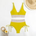 thumbnail image 5 of Husipze Women High Waisted Bikini Sets Push Up Swimsuits Tummy Control Bathing Suit Color Block 2 Piece Drawstring Swim Suits Yellow 2XL, 5 of 9
