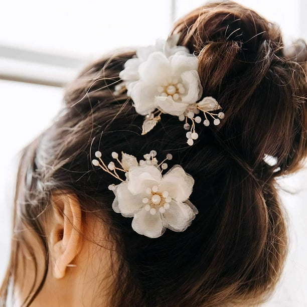 KSCD Bridal Hair Clips 2 Pcs Flower Wedding Hair Comb Pins Wedding
