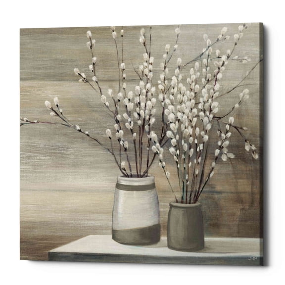 Epic Graffiti 'Pussy Willow Still Life Gray Pots' by Julia Purinton, Canvas Wall Art, 18"x18"